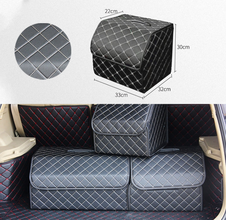 Car Trunk Foldable Storage Box, Checkered Small Size: 33 x 32 x 30cm(Beige)
