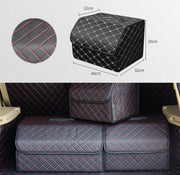 Car Trunk Foldable Storage Box, Checkered Middle Size: 40 x 32 x 30cm (Black Red)