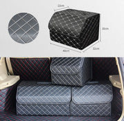 Car Trunk Foldable Storage Box, Checkered Middle Size: 40 x 32 x 30cm (Beige)