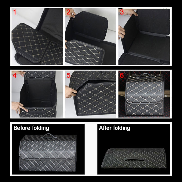 Car Trunk Foldable Storage Box, Rhombic Grid Small Size: 33 x 32 x 30cm (Black)