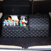 Car Trunk Foldable Storage Box, Rhombic Grid Middle Size: 40 x 32 x 30cm (Beige)