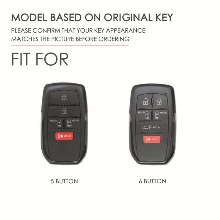 Hallmo Car Genuine Leather Key Protective Cover for Toyota Sienna 5-button(Blue)