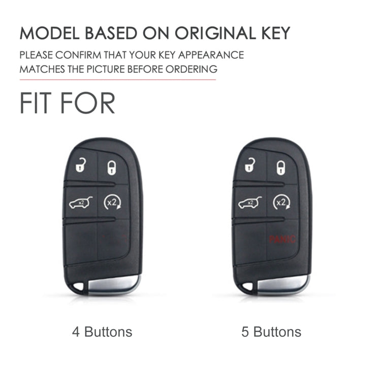 Hallmo Car Genuine Leather Key Protective Cover for Jeep Compass 5-button(Brown)