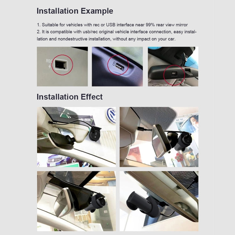 Car WiFi Dual Camera Hidden 360 Degree Rotation Car Driving Recorder