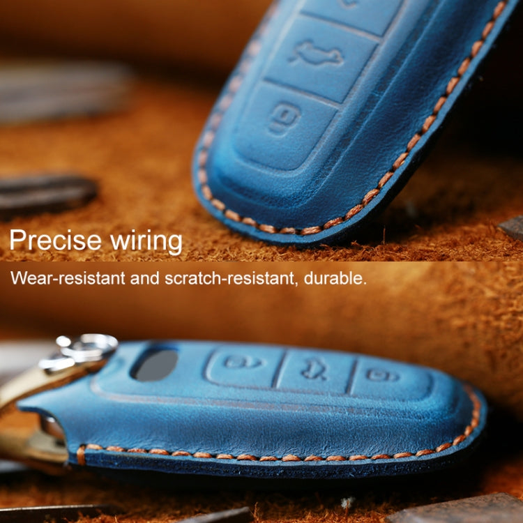 For Audi Series Car Cowhide Leather Key Protective Cover Key Case, A Version 2016-2017 (Red)