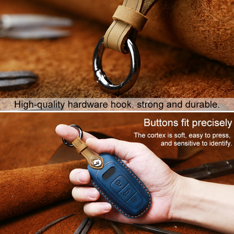 For Audi Series Car Cowhide Leather Key Protective Cover Key Case, A Version 2016-2017 (Brown)