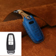 For Audi Series Car Cowhide Leather Key Protective Cover Key Case, C Version 2018 and Above (Blue) - Car Key Cases by PMC Jewellery | Online Shopping South Africa | PMC Jewellery | Buy Now Pay Later Mobicred