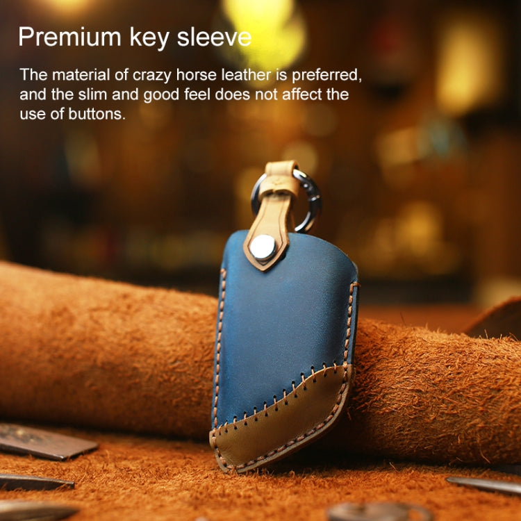 For BMW Blade Style Car Cowhide Leather Key Protective Cover Key Case, Three Keys Version (Red)