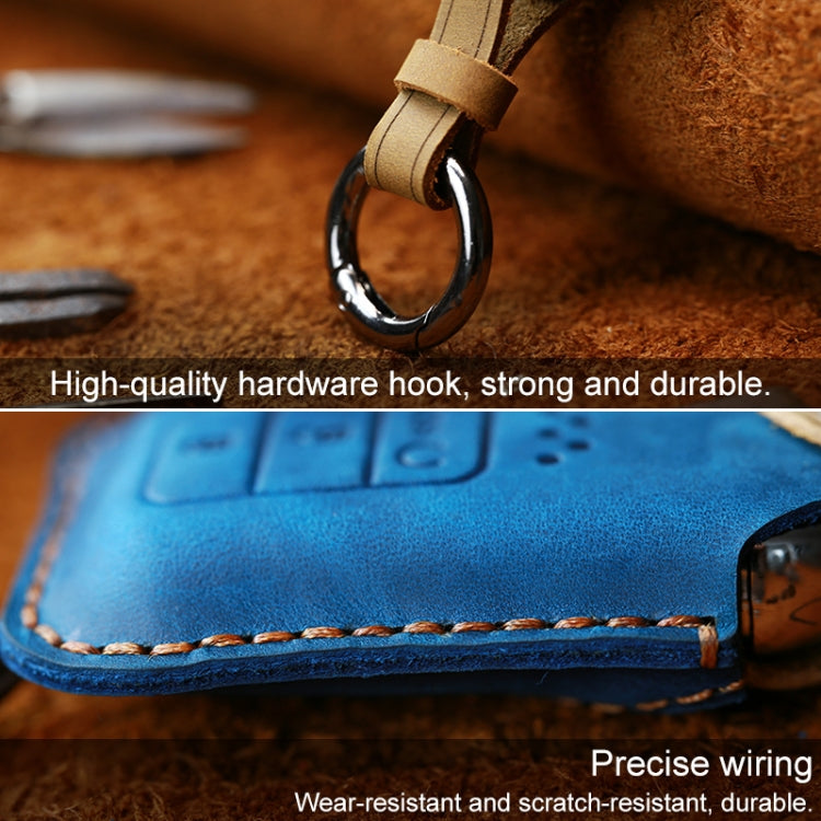 For Honda Car Cowhide Leather Key Protective Cover Key Case, Two Keys Version (Brown)