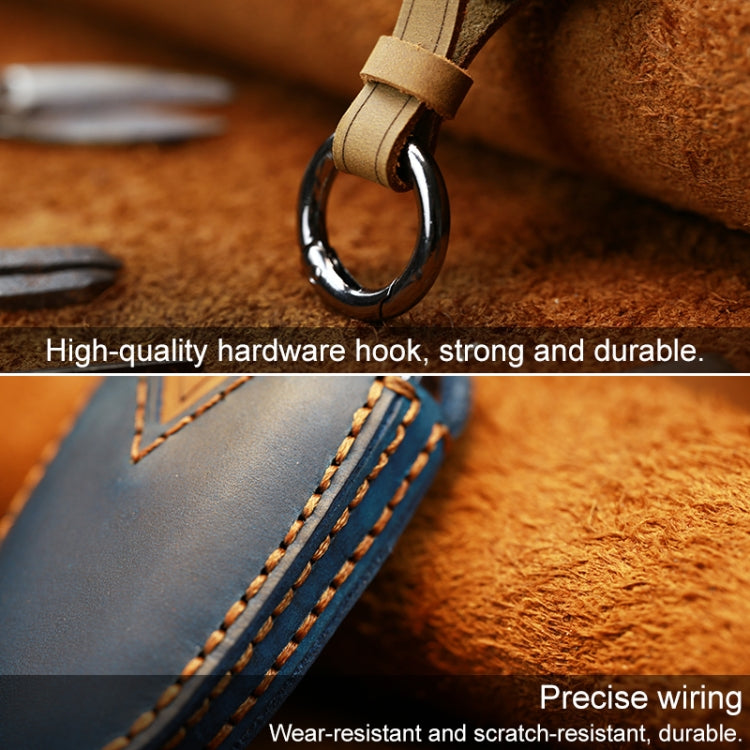 For PEUGEOT Car Cowhide Leather Key Protective Cover Key Case(Red)