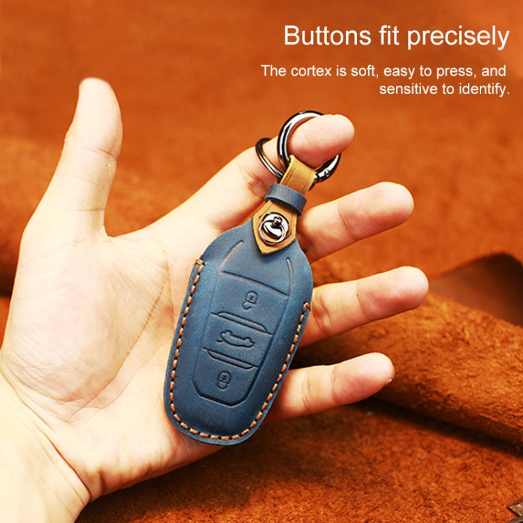 For PEUGEOT Car Cowhide Leather Key Protective Cover Key Case(Red)