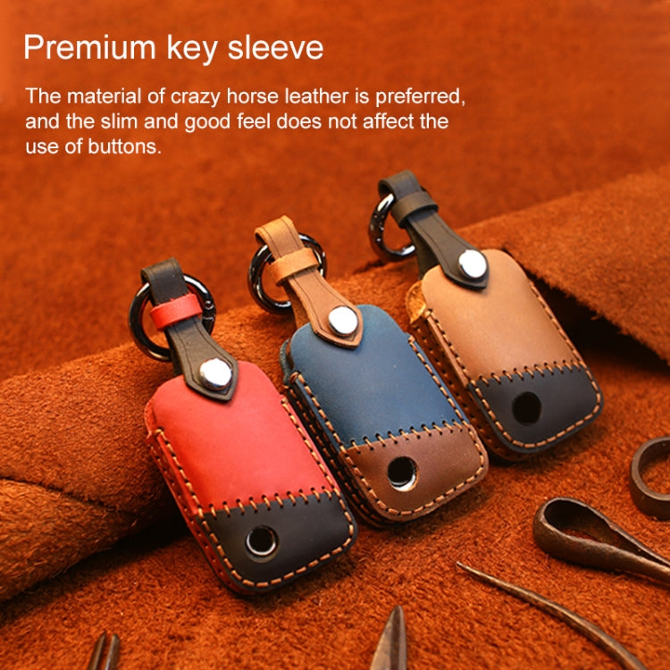 For Volkswagen Car Cowhide Leather Key Protective Cover Key Case, B Version(Red)