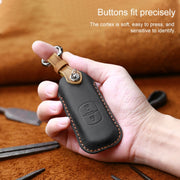 For Mazda Old Style Hallmo Car Cowhide Leather Key Protective Cover Key Case, Two Keys Version(Black)