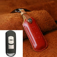 For Mazda Old Style Hallmo Car Cowhide Leather Key Protective Cover Key Case, Three Keys Version(Red) - free shipping - PMC Jewellery - Order now!