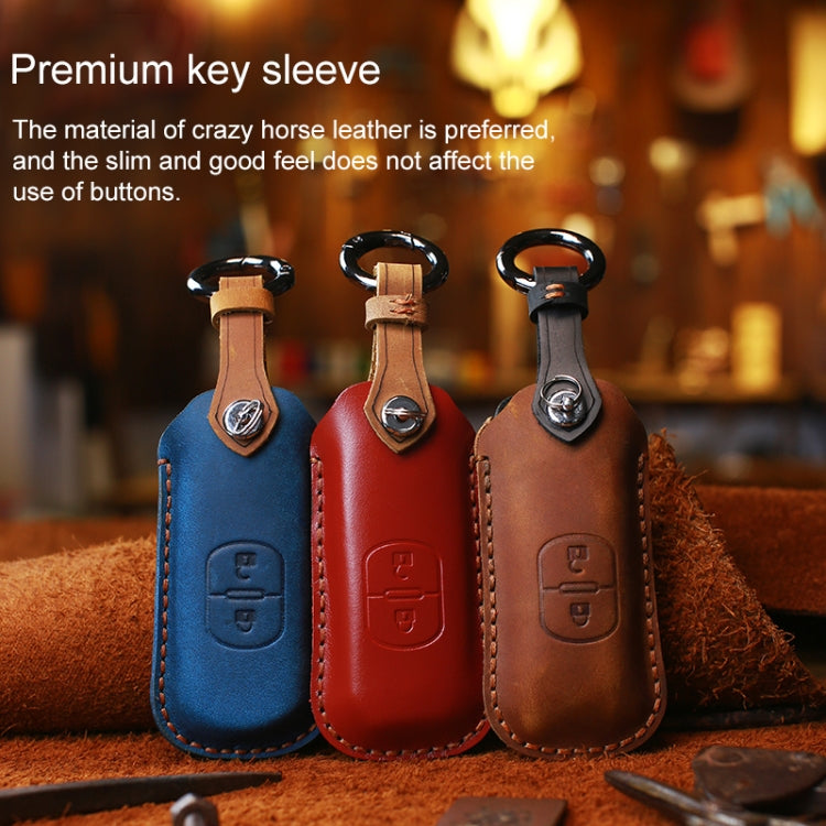 For Mazda Old Style Hallmo Car Cowhide Leather Key Protective Cover Key Case, Three Keys Version(Red)