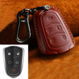 For Cadillac Car Cowhide Leather Key Protective Cover Key Case, Five Keys Version (Red) - Car Key Cases by PMC Jewellery | Online Shopping South Africa | PMC Jewellery | Buy Now Pay Later Mobicred