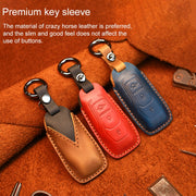 For Ford Old Style Car Cowhide Leather Key Protective Cover Key Case (Brown)