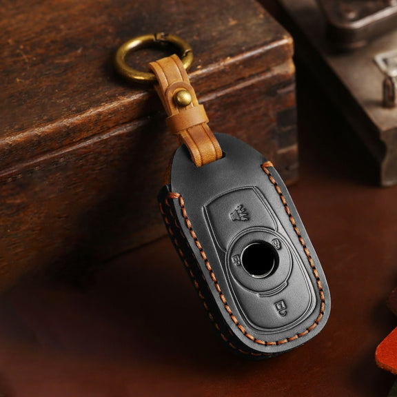 For Buick Car Cowhide Leather Key Protective Cover Key Case, Four Keys Version (Black)