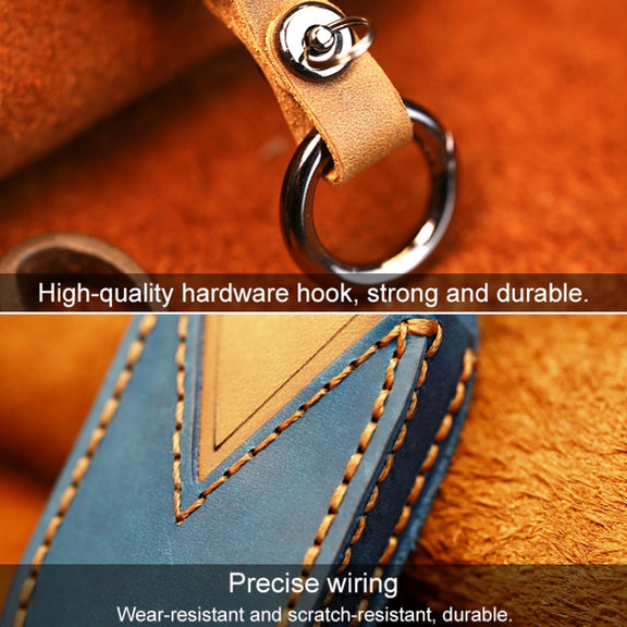 For Buick Car Cowhide Leather Key Protective Cover Key Case, Four Keys Version (Blue)