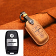 For Kia Old Style Car Cowhide Leather Key Protective Cover Key Case (Brown) - Car Key Cases by PMC Jewellery | Online Shopping South Africa | PMC Jewellery | Buy Now Pay Later Mobicred