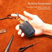 For Kia Old Style Car Cowhide Leather Key Protective Cover Key Case (Brown)