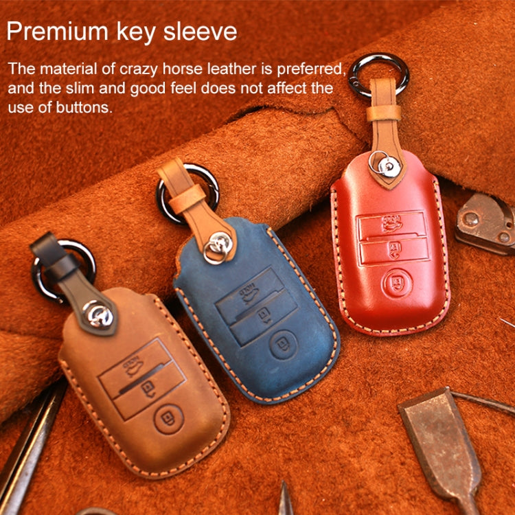 For Kia Old Style Car Cowhide Leather Key Protective Cover Key Case (Brown)