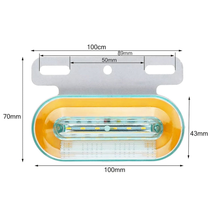 2 PCS 24V 12LED Car Oval Side Lamp (Red Light)