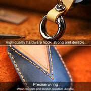 For Nissan Car Cowhide Leather Key Protective Cover Key Case, Three Keys Tailgate Version (Red)