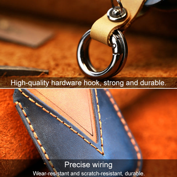 For Nissan Car Cowhide Leather Key Protective Cover Key Case, Three Keys Tailgate Version (Red)