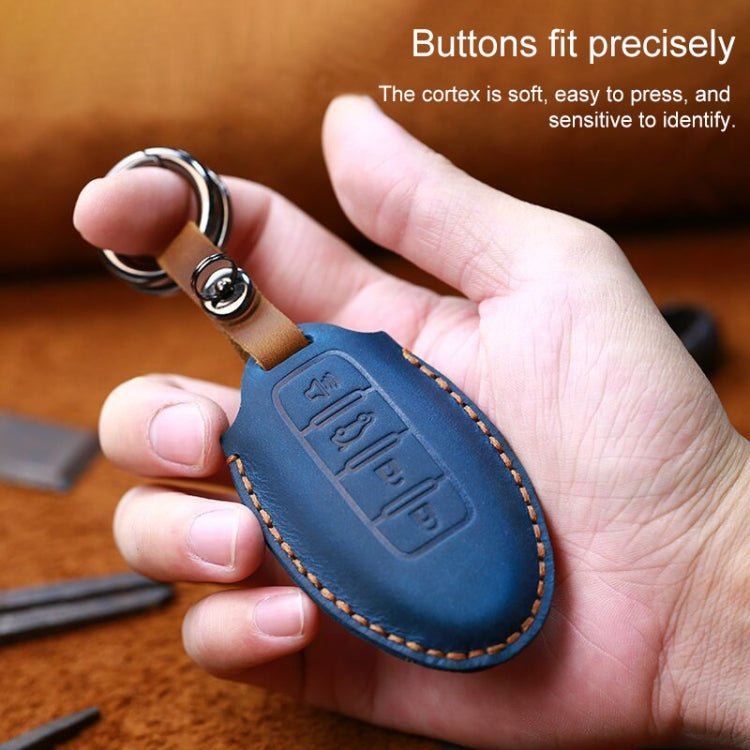 For Nissan Car Cowhide Leather Key Protective Cover Key Case, Three Keys Tailgate Version (Red)
