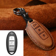 For Nissan Car Cowhide Leather Key Protective Cover Key Case, Three Keys Tailgate Version (Brown) - Car Key Cases by PMC Jewellery | Online Shopping South Africa | PMC Jewellery | Buy Now Pay Later Mobicred