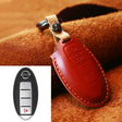 For Nissan Car Cowhide Leather Key Protective Cover Key Case, Four Keys Version (Red) - Car Key Cases by PMC Jewellery | Online Shopping South Africa | PMC Jewellery | Buy Now Pay Later Mobicred