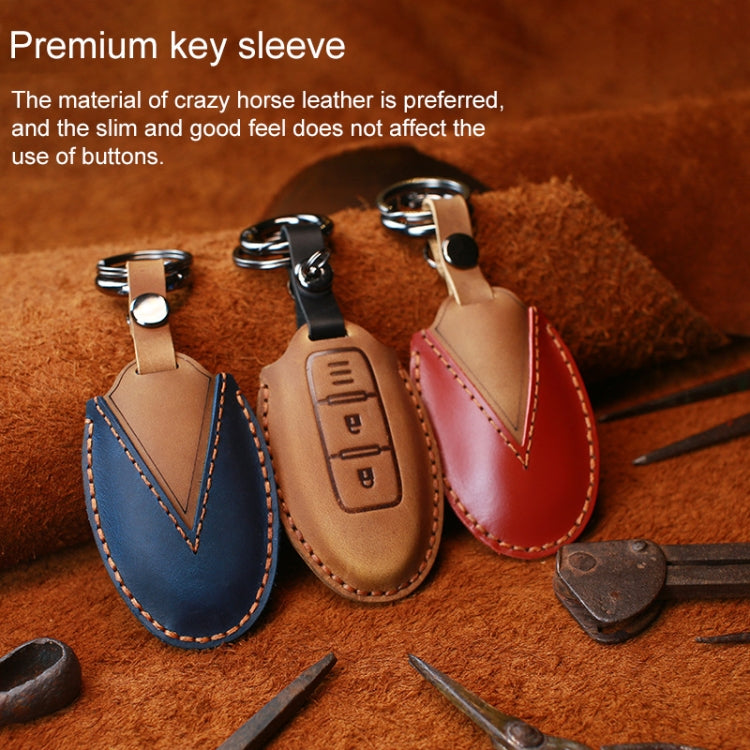 For Nissan Car Cowhide Leather Key Protective Cover Key Case, Four Keys Version (Red)