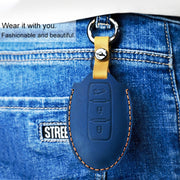 For Nissan Car Cowhide Leather Key Protective Cover Key Case, Four Keys Version (Red)