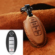 For Nissan Car Cowhide Leather Key Protective Cover Key Case, Four Keys Version (Brown) - Car Key Cases by PMC Jewellery | Online Shopping South Africa | PMC Jewellery | Buy Now Pay Later Mobicred