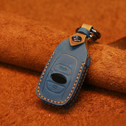 For Subaru Car Cowhide Leather Key Protective Cover Key Case (Blue)