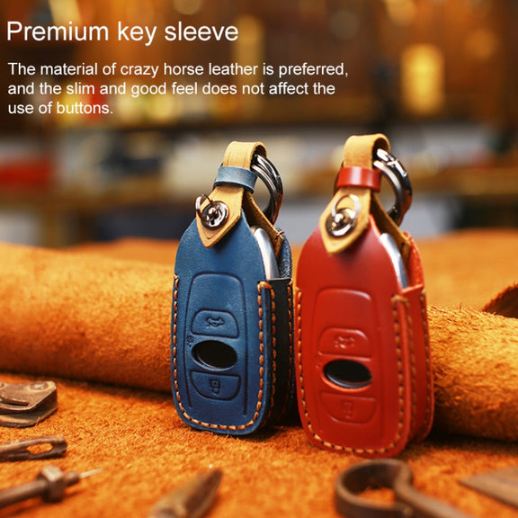 For Subaru Car Cowhide Leather Key Protective Cover Key Case (Red)