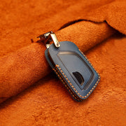 For Cadillac New Style Car Cowhide Leather Key Protective Cover Key Case (Blue)