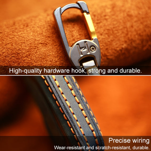 For Cadillac New Style Car Cowhide Leather Key Protective Cover Key Case (Blue)