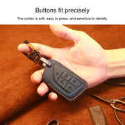 For Cadillac New Style Car Cowhide Leather Key Protective Cover Key Case (Blue)
