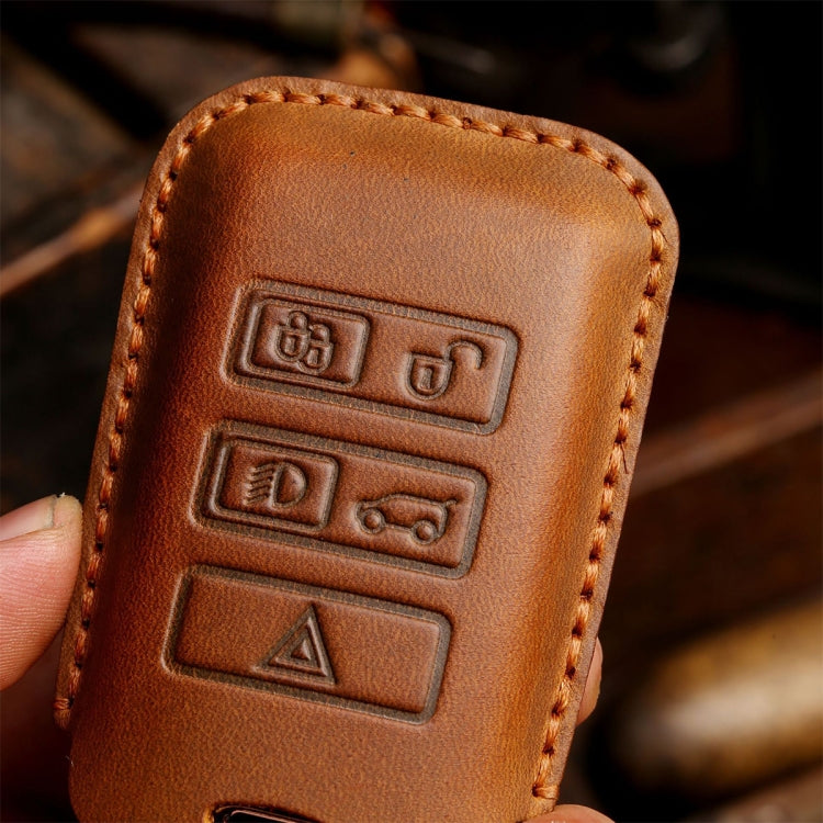For Land Rover Car Cowhide Leather Key Protective Cover Key Case (Blue)
