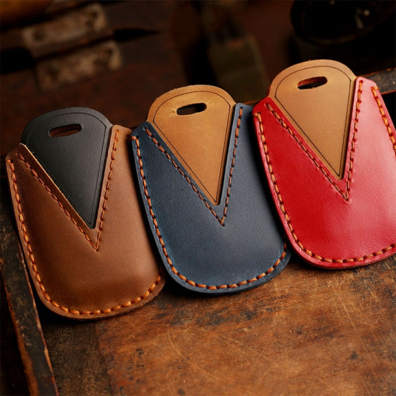 For Land Rover Car Cowhide Leather Key Protective Cover Key Case (Blue)
