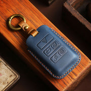 For Land Rover Car Cowhide Leather Key Protective Cover Key Case (Red)