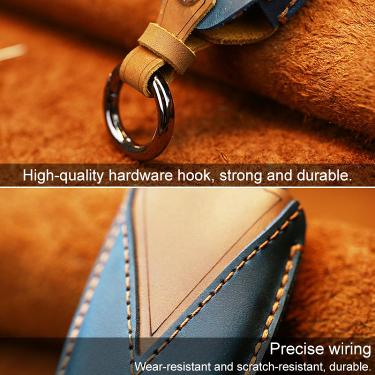 For Chevrolet Car Cowhide Leather Key Protective Cover Key Case, Three Keys Version (Brown)
