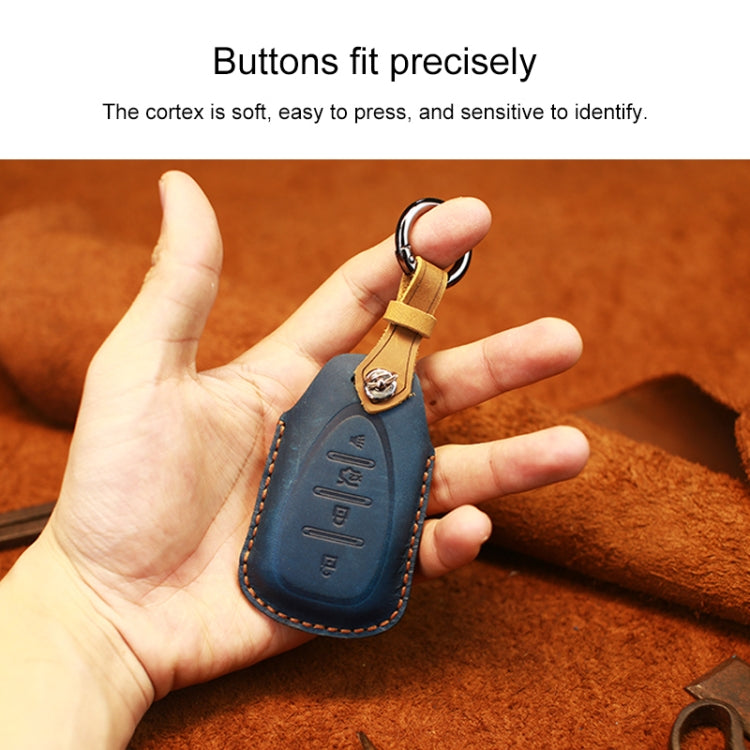 For Chevrolet Car Cowhide Leather Key Protective Cover Key Case, Five Keys Version (Brown)