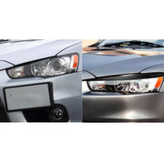 2 PCS / Set Carbon Fiber Car Lamp Eyebrow Decorative Sticker for Mitsubishi Lancer EVO 2008-2014, Drop Glue Version