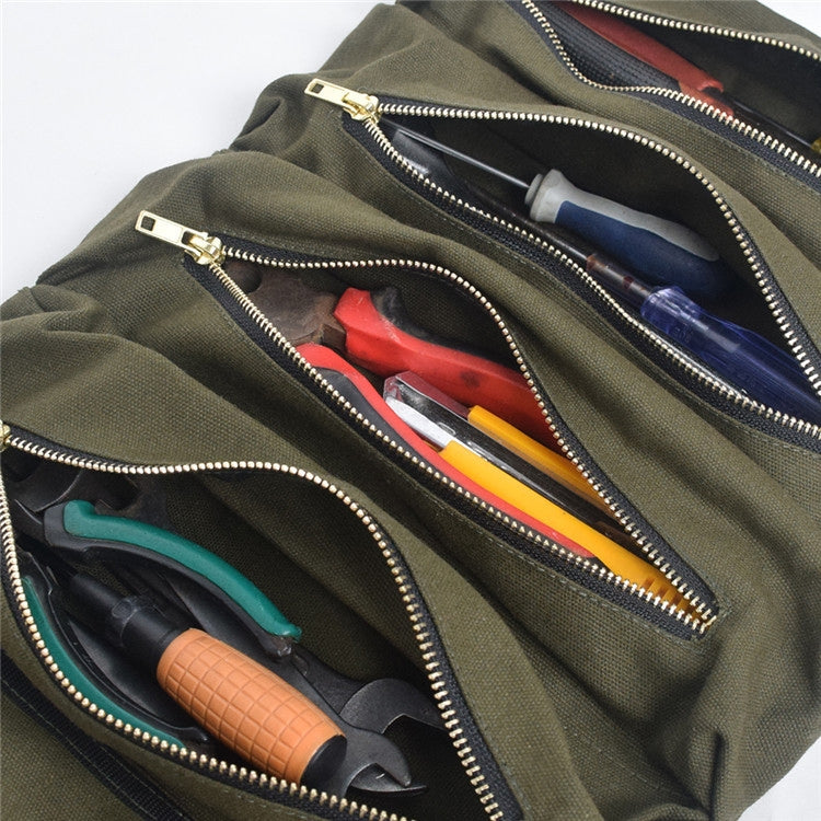 Car Auto Multi-function Canvas Storage Bag Portable Tool Bag Hanging Pocket Bag (Army Green)