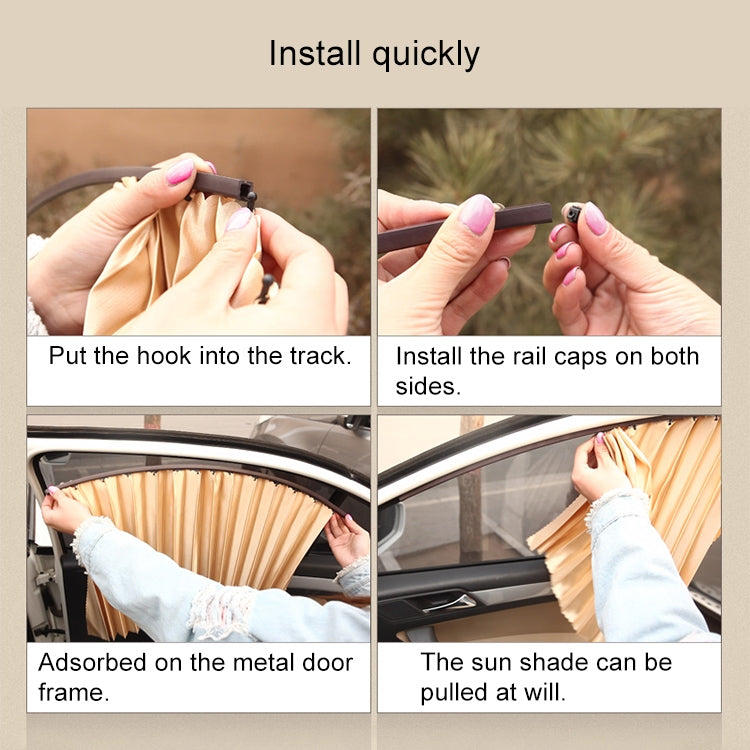4 in 1 Car Auto Sunshade Curtains Windshield Cover Set (Gold)
