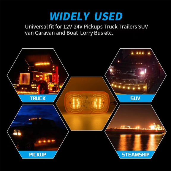 2pcs MK-106 Truck 12LEDs Side Marker Light (Yellow Light)
