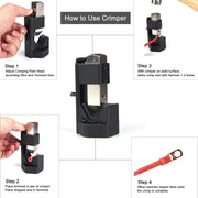 Car Battery Cable Hammer Crimper Hammer Lug Crimper Tool Pliers with T2 Copper 8 x 5/16 Heavy-duty Cold-pressed Wire Terminals